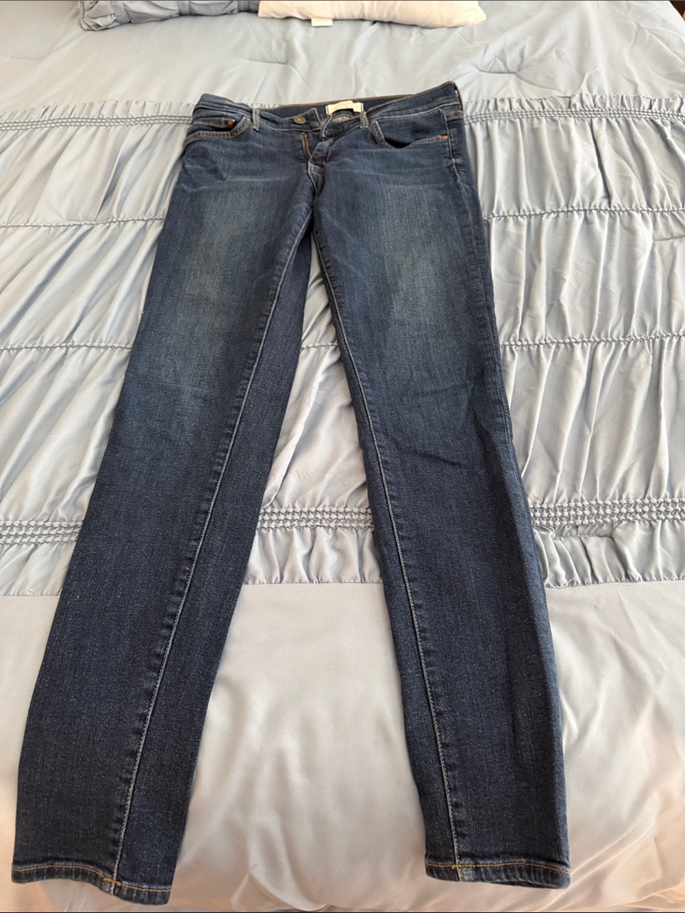 Women's Skinny Jeans in Dark Blue Stretch Denim